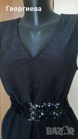 Черна рокля със сребристи нишки👗🍀М,M/L👗🍀 арт.286, снимка 2 - Рокли - 27616410