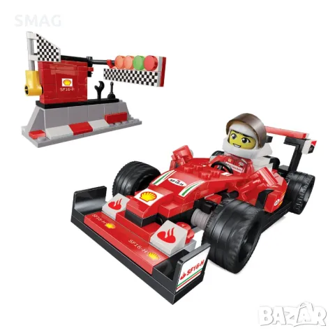 Комплект Конструктор Червена състезателна кола - робот 2в1 с 1 фигура (262 части) S_1241636, снимка 2 - Конструктори - 49269452