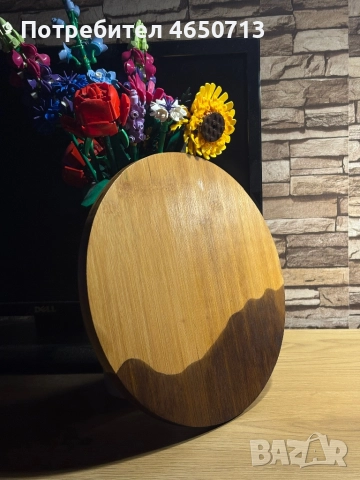 Ръчно декорирана дървена кръгла дъска , снимка 3 - Прибори за хранене, готвене и сервиране - 52410637