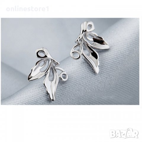Сребърни Обеци Изящната пеперуда - 925 печат сребро BT416, снимка 5 - Обеци - 28148601