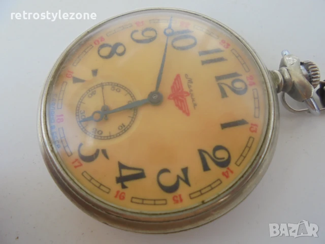 № 8108 Стар джобен часовник "Молния"  - влак, снимка 3 - Антикварни и старинни предмети - 50854513