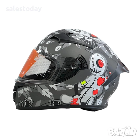 Шлем мото, Каска, сив мат