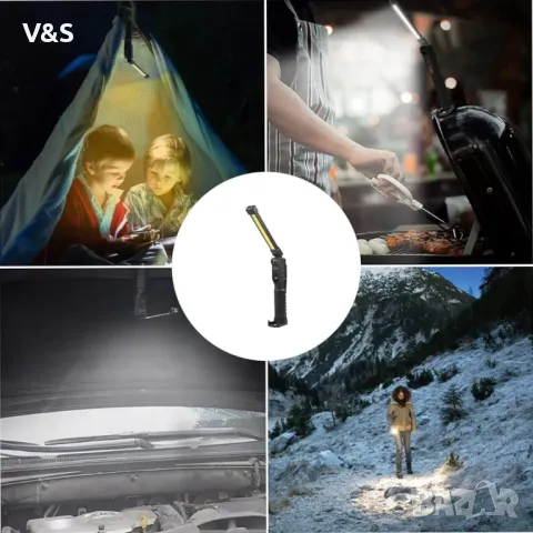  2 броя LED акумулаторни COB работни светлини Фенерчета със скрита долна кука и магнит, 5000m, снимка 8 - Лед осветление - 47960344