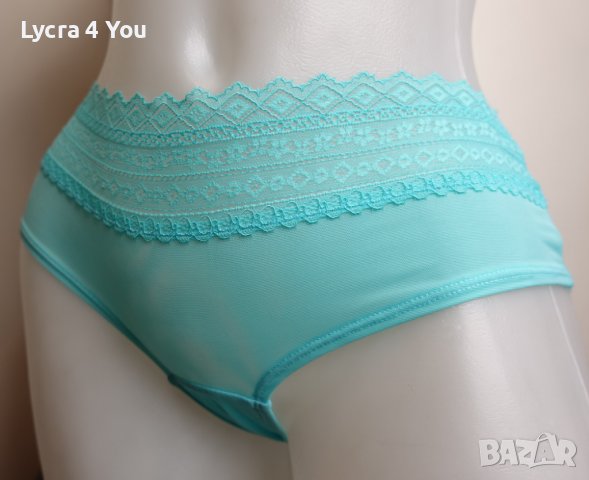 S/М тюркоазени тюлени бикини с дантелен колан, снимка 7 - Бельо - 38323493