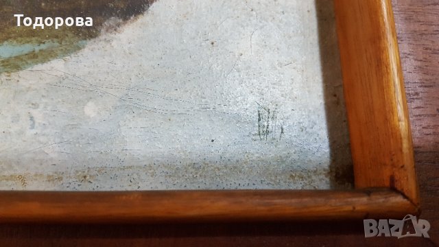 Стара картина-Зимен пейзаж, снимка 4 - Антикварни и старинни предмети - 27600158