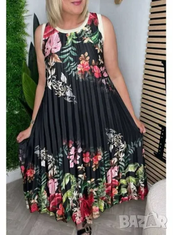 Прекрасен модел ефирни сатенирани рокли Солей в пъстроцветни десени, снимка 6 - Рокли - 50395884