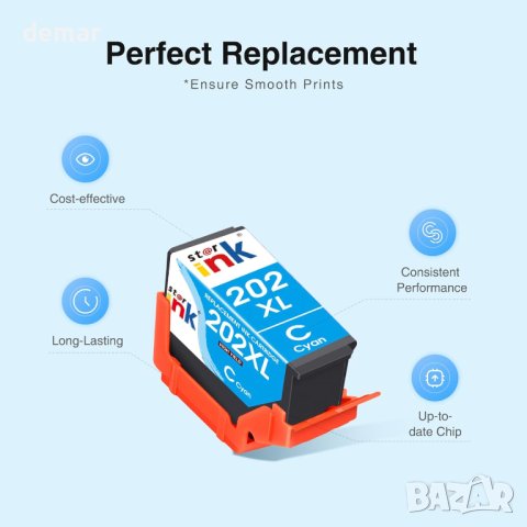 Starink 202XL касети с мастило, преработени за Epson 202, 5 броя пакет, снимка 3 - Консумативи за принтери - 43365027