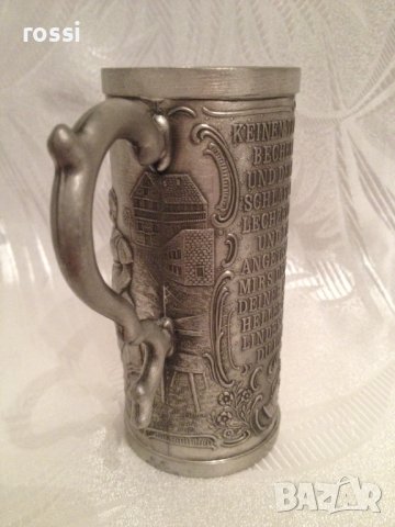 Старинна немска калаена чаша серия "Lindenwirthin" лична колекция нова, снимка 3 - Антикварни и старинни предмети - 43037532