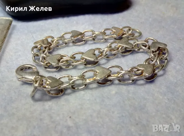 ДЕБЕЛО ПОСРЕБРЕНА АРТ ГРИВНА от БЛАГОРОДНА СТОМАНА РОМАНТИЧНА ВИНТИДЖ ПЛЕТКА със СЪРЧИЦА 49279, снимка 10 - Гривни - 49886296