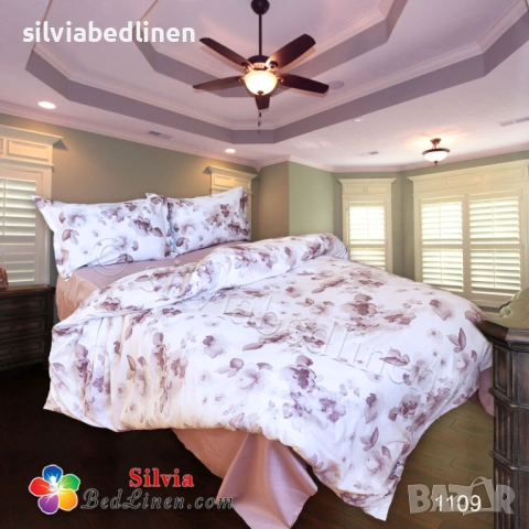 Спален комплект памучен сатен 100% памук,голяма спалня, пет части, снимка 3 - Спално бельо - 40074591