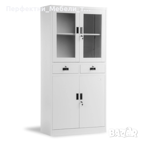 Многофункционален метален шкаф стъклени врати,чекмеджета,плътни врати