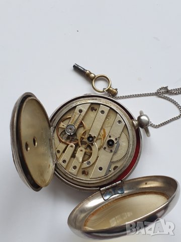 Сребърен джобен часовник, снимка 9 - Антикварни и старинни предмети - 40743971