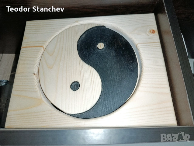 Ръчно изработено пано „Ин и Ян“ – Баланс за вашия дом, снимка 4 - Декорация за дома - 53446909