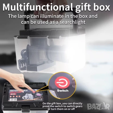 Висококачествен акумулаторен челник със сензор и зуум - HX-915S, снимка 6 - Къмпинг осветление - 51308851