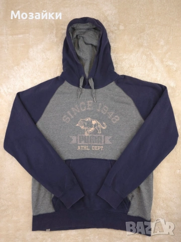 Puma Hoodie с ретро спортен distressed велурен принт, като ново, размер M