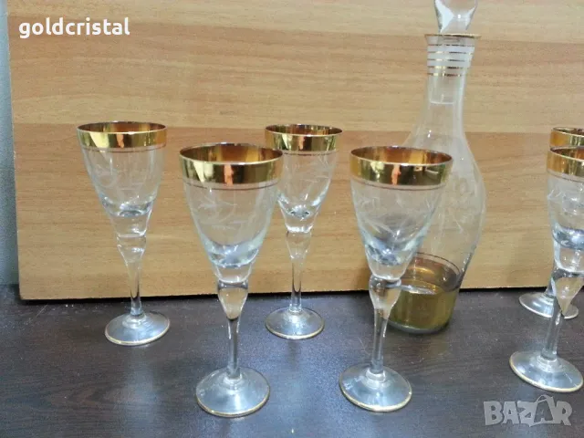 ретро стъклени чаши и гарафа, снимка 2 - Антикварни и старинни предмети - 48936667