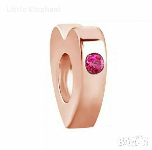 Елемент сърце с камък,Rose Gold/ново