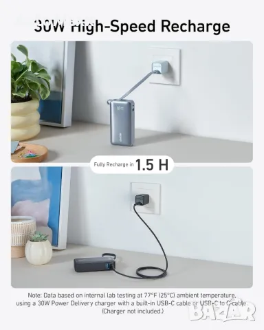 Power Bank Anker 10000mAh,30W с USB C, снимка 5 - Мрежови адаптери - 49597253