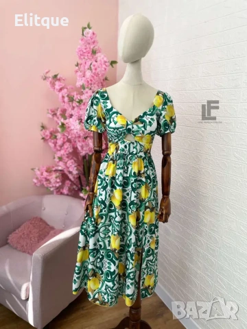 дълга лятна рокля с лимони , снимка 2 - Рокли - 53580044