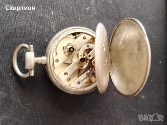 Швейцарски СРЕБЪРЕН джобен часовник 1900г. с ключе - 10 РУБИНА ПРОМОЦИЯ, снимка 13 - Джобни - 48835206