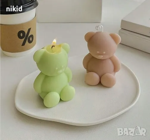 3D средно малко седящо мече силиконов молд форма фондан шоколад гипс смола свещ сапун, снимка 2 - Форми - 47897817