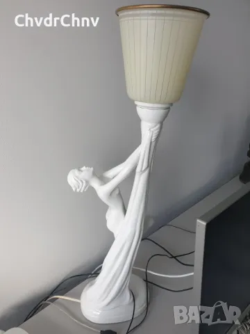 66см стара италианска порцеланова настолна лампа с фигура на гола жена/еротика/Art Deco статуетка