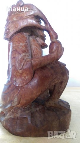 Азиатска дървена статуетка, снимка 2 - Антикварни и старинни предмети - 26575036