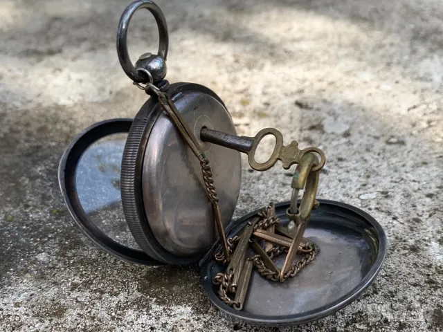 Английски стерлинг джобен часовник от 19-ти век, снимка 2 - Колекции - 47464996