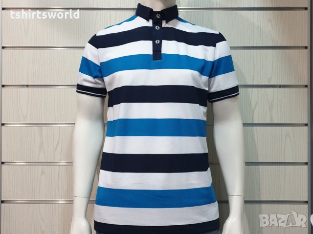 Нова мъжка моряшка блуза тип Lacoste, райе, копчета, пике, снимка 7 - Ризи - 32629301