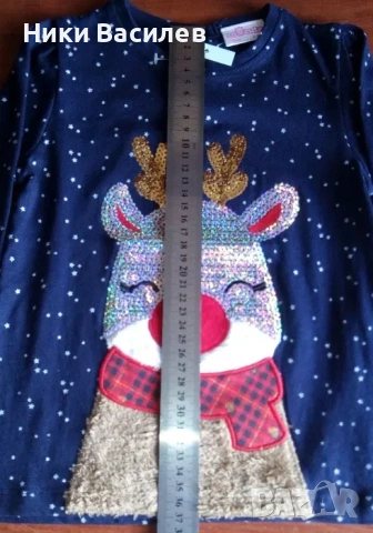 Бебешка блузка с коледен мотив /еленчето Рудолф /, снимка 3 - Детски Блузи и туники - 53581700