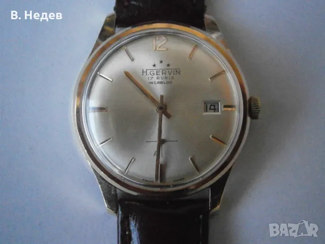 H. GERVIN, hand winding, cal. FHF 81-2 /date/, 17 jewels, Swiss made, снимка 1