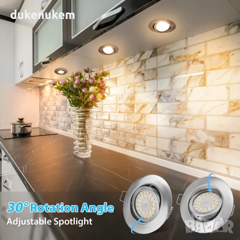 НОВИ! LED лунички за вграждане 6W, топла светлина, 6 бр/к-кт, снимка 3 - Лед осветление - 50487081