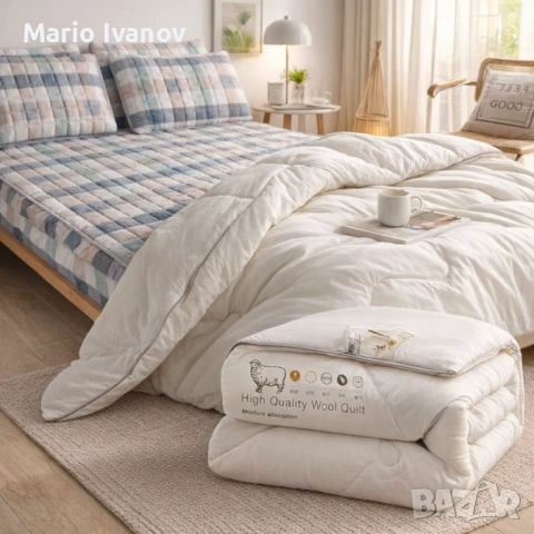 Капитониран чаршаф от нетъкана материя 1,80 x 2,00 м + 2 калъфки + Подарък Зимен юрган с овча вълна , снимка 4 - Спално бельо - 53379645