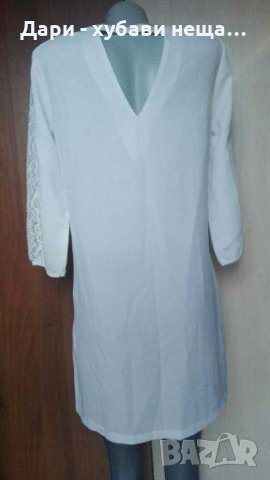 Рокли - бяла и бежова, със свободна кройка👗❤S,M👗❤ арт.1120, снимка 3 - Рокли - 33280473