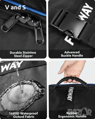 Пътна чанта за голф Findway с колелца [Подобрена], Здрава, устойчива на износване водоустойчива , снимка 5 - Чанти - 50639697