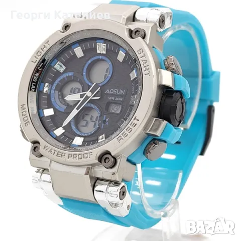 Мъжки часовник спортен модел със синя силиконова каишка електронен-топ цена Код на продукта:B-01-01, снимка 3 - Мъжки - 48125913