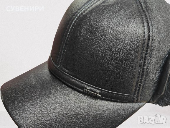 Мъжка кожена шапка с козирка и  ушанки, снимка 5 - Шапки - 43409937