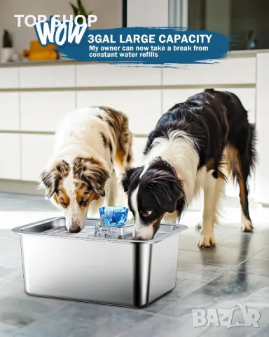 PETNF 3 галона Голям воден фонтан за домашни любимци с 2 филтъра, снимка 5 - За птици - 49627311