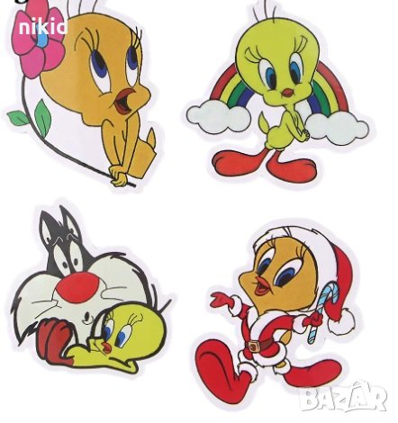 40 бр  Туити tweety Looney Tunes самозалепващи лепенки стикери за украса декор картонена торта и др, снимка 3 - Други - 33502475
