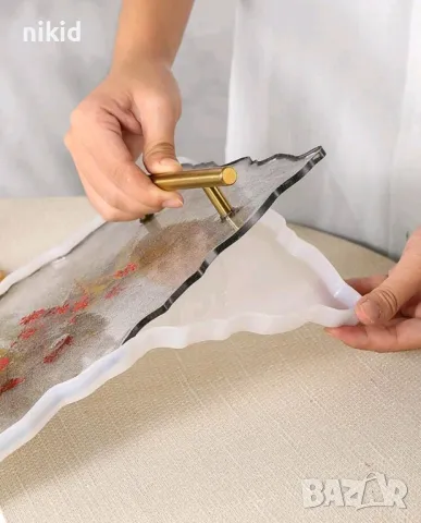 2 етажен Грамаден правоъгълен поднос плато основа подложка тава силиконов молд форма за смола, снимка 3 - Форми - 48767841