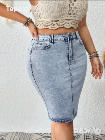 🆕 Дънкова пола / 2XL-3XL , снимка 2 - Поли - 51141428