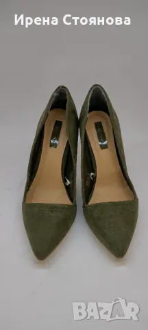 Дамски обувки в маслено зелен цвят на висок ток. Материя велур. Размер 40/41 номер , снимка 11 - Маратонки - 49271041