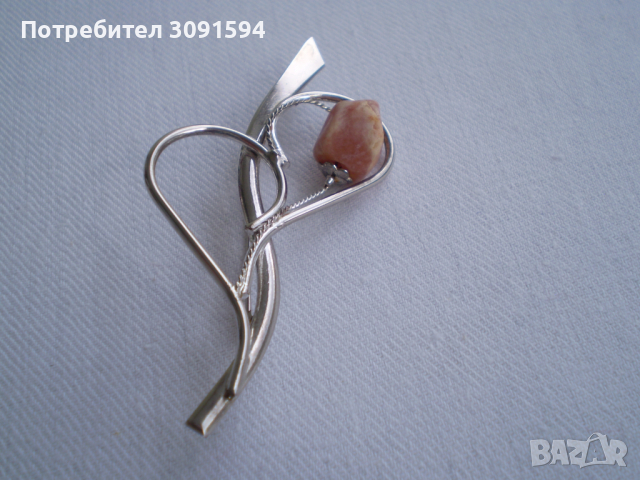 Ръчно изработена брошка с кехлибар, снимка 4 - Антикварни и старинни предмети - 36525533
