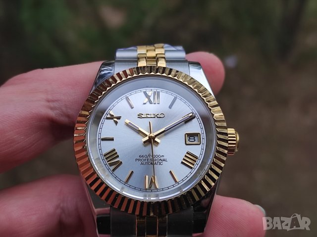 Seiko mod 40мм. two tone fluted bezel Roman numerals datejust, снимка 3 - Мъжки - 43242921