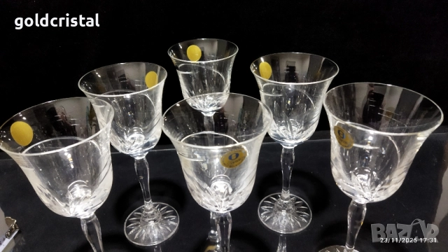 кристални чаши за вино , снимка 3 - Антикварни и старинни предмети - 23518686
