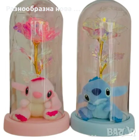 Романтична стъкленица с роза, мече и LED светлини, снимка 6 - Лед осветление - 48846210