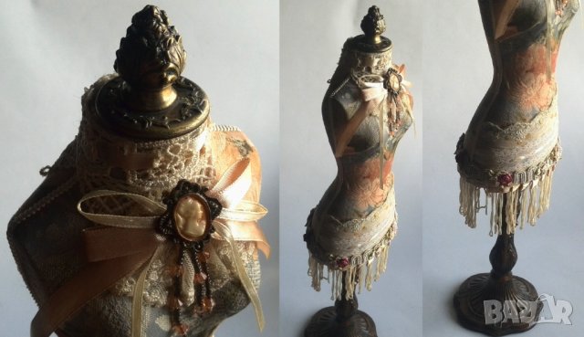 50см манекен, форма на рокля, ръчно декорирана, снимка 11 - Декорация за дома - 43353612