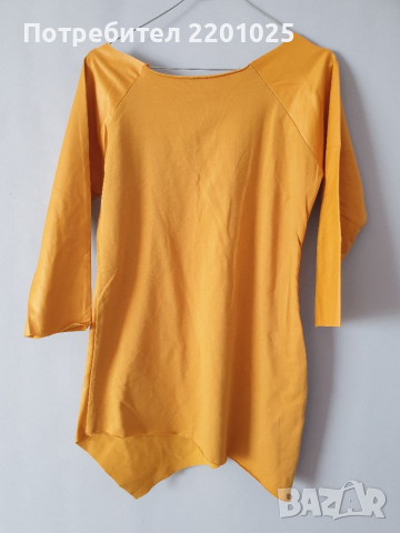 Жълта блуза туника с промазан плат , снимка 2 - Туники - 36390503