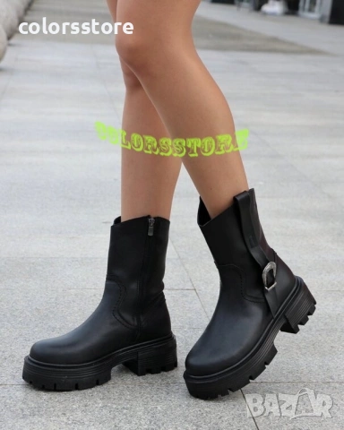 Равни боти - черна кожа - BH105