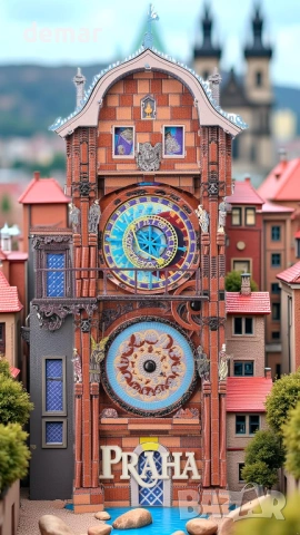 Метален 3D пъзел Piececool - Пражкият астрономически часовник, модел за сглобяване, 117 части, снимка 6 - Пъзели - 53412247